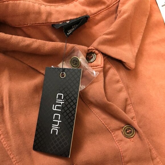 CITY CHIC Top Women's Size XXS Oversized Winter Lust Shirt Brown/Copper NWT - Picture 9 of 12